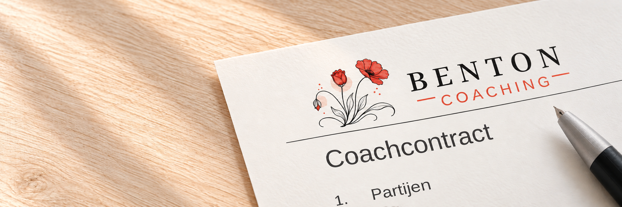 Coachcontract van Benton Coaching met een zwarte LAMY 2000